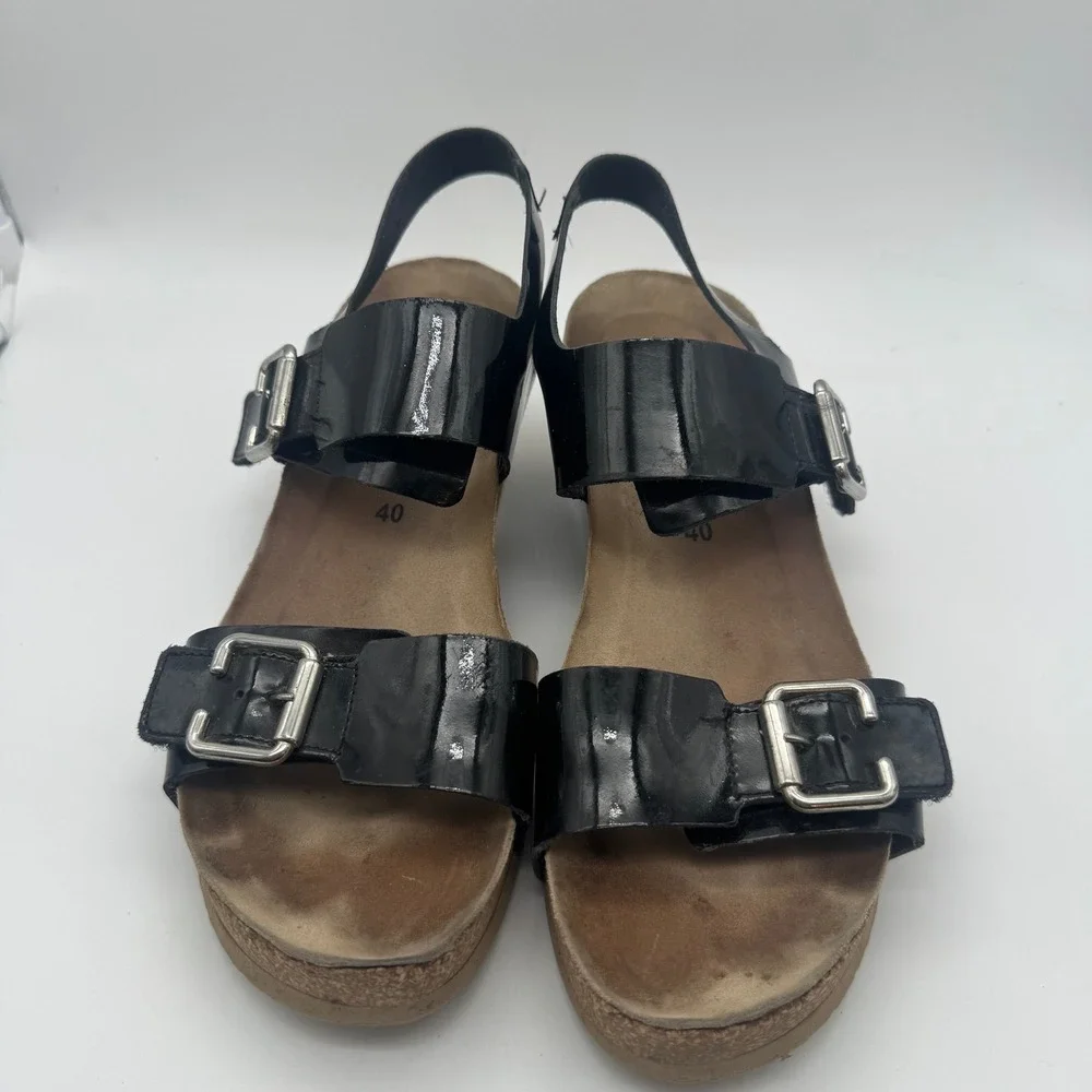 Mephisto‎ Women's Lissandra Black Patent Leather Wedge Size 40 Euro Read!!